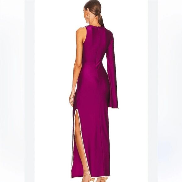 Khanums x REVOLVE Khriya Pearl Trim Maxi Dress Cranberry pink dress gown S - Picture 3 of 13